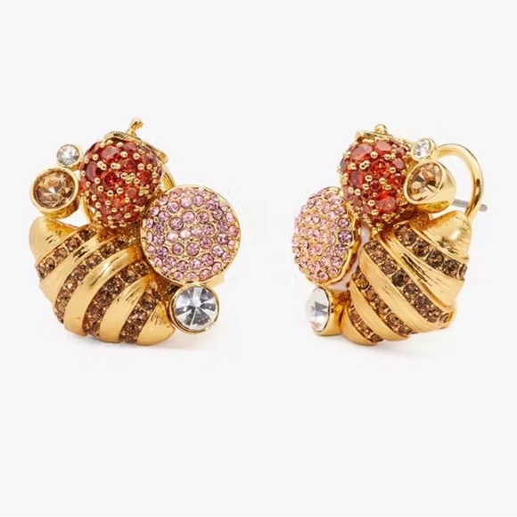 kate spade Jewelry - Kate Spade Gold and Red-Pink Earrings NWT Dust Bag Included